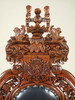 Solid Mahogany Gothic Black Leather Throne Lion Arm Chair