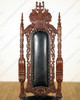 Solid Mahogany Heavily Carved Lion King Chair w/ Genuine Black Leather