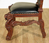 Heavily Carved Lion King Chair w/ Black Leather