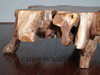 Heavy Rustic Teak Root Coffee Table w/ Glass Top