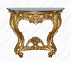 Solid Mahogany Antiqued Gold Ornate Occasional Wall Console Table