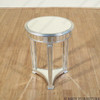 Distressed Silver Neoclassical Mirrored Round End Side Table