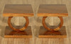 Pair of 2 Vintage Solid Teak Wood Art Deco Occasional End Side Tables