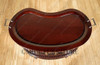 Solid Mahogany Dark Brown Victorian Kidney Dumbwaiter Table w /Tray