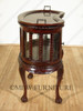 Solid Mahogany Dark Brown Victorian Kidney Dumbwaiter Table w /Tray
