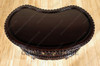 Solid Mahogany Espresso Victorian Kidney Dumbwaiter Table w /Tray