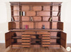 Distressed Mahogany Library Wall Bookcase Cabinet with Drawers