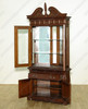 Mahogany Corner Curio Hutch Showcase Cabinet w/ Mirrored Back