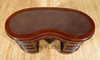 Mahogany Kidney Peanut Shaped Executive Office Desk w/ 9 Drawers & Brown Leather Top