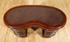 Mahogany Kidney Peanut Shaped Executive Office Desk w/ 9 Drawers & Brown Leather Top