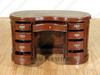 Mahogany Kidney Peanut Shaped Executive Office Desk w/ 9 Drawers & Brown Leather Top