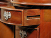 Mahogany Kidney Peanut Shaped Executive Office Desk w/ 9 Drawers & Brown Leather Top