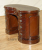 Mahogany Kidney Peanut Shaped Executive Office Desk w/ 9 Drawers & Brown Leather Top