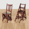 Solid Mahogany Convertible Library Chair Step Ladder Stool