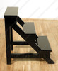 Solid Mahogany Black Finish 3-Step Library Step Stool