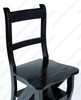 Solid Mahogany Distressed Black Ladder Chair Library Step Stool