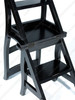 Solid Mahogany Distressed Black Ladder Chair Library Step Stool
