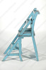 Solid Mahogany Distressed Light Blue Ladder Chair Library Step Stool