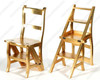Solid Mahogany Weathered Gold Ladder Chair Library Step Stool