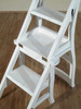 Solid Mahogany Wood White Convertible Ladder Chair Library Step Stool