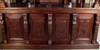 8.5ft Traditional Mahogany Canopy Pub Bar w/ Leaded Stained Glass Doors