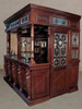 8.5ft Traditional Mahogany Canopy Pub Bar w/ Leaded Stained Glass Doors