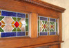 Walnut Distressed Canopy Pub Bar w/ Stained Glass