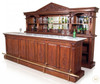 11.5ft Traditional Old‑World Mahogany Home Bar with Marble Top & Carved Back Bar