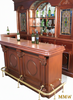 11ft Distressed L-Shape Pub Bar w/ Stained Glass &  Brass Rails