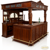 11ft Carved Canopy Pub Bar w/ Stained Glass