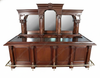 12ft English Mahogany Tavern Pub Bar w/ Marble Top & Deep Bartender Prep Area