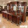 13ft Mahogany Traditional Pub Bar w/ Stained Glass