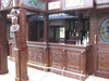 25ft Solid Mahogany Carved Canopy Home Pub Bar w/ Rails & Stained Glass