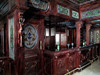 25ft Solid Mahogany Carved Canopy Home Pub Bar w/ Rails & Stained Glass