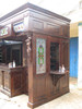 25ft Solid Mahogany Carved Canopy Home Pub Bar w/ Rails & Stained Glass