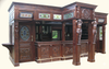 25ft Solid Mahogany Carved Canopy Home Pub Bar w/ Rails & Stained Glass