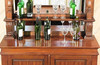 Small Distressed Mahogany Home Pub Bar w/ Brass Rails