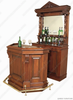 Small Distressed Mahogany Home Pub Bar w/ Brass Rails