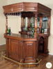 7.5ft Mahogany Canopy Home Pub Bar W/ Brass Rails