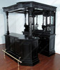 6.5ft Black English Canopy Home Pub Bar w/ Mirrored Back