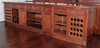 Pecan Neoclassical Home Pub Bar w/ Mirrored Back & Rails