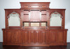 Pecan Neoclassical Home Pub Bar w/ Mirrored Back & Rails