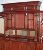 Pecan Neoclassical Home Pub Bar w/ Mirrored Back & Rails