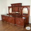 Pecan Neoclassical Home Pub Bar w/ Mirrored Back & Rails