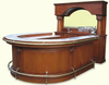 7.5ft Mahogany U-Shape Marble top Horseshoe Pub Bar w/Brass Rails
