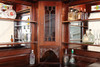 Solid Mahogany Canopy Corner Tavern Bar w/ Mirrors & Lead Stained Glass
