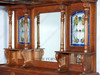 Solid Mahogany English Canopy Pub Bar with Stained Glass