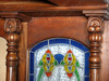 6.5ft Mahogany Canopy Pub Bar with Stained Glass
