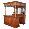 Solid Mahogany English Canopy Pub Bar with Stained Glass