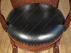 Pair 2 Mahogany Genuine Black Leather Swivel Barstools